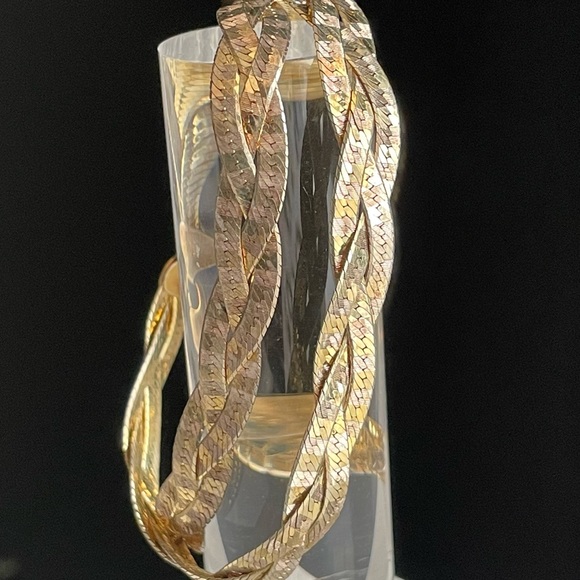 Milor 2 sterling silver & gold multi Braided Herringbone Bracelet set Italy - Picture 6 of 14